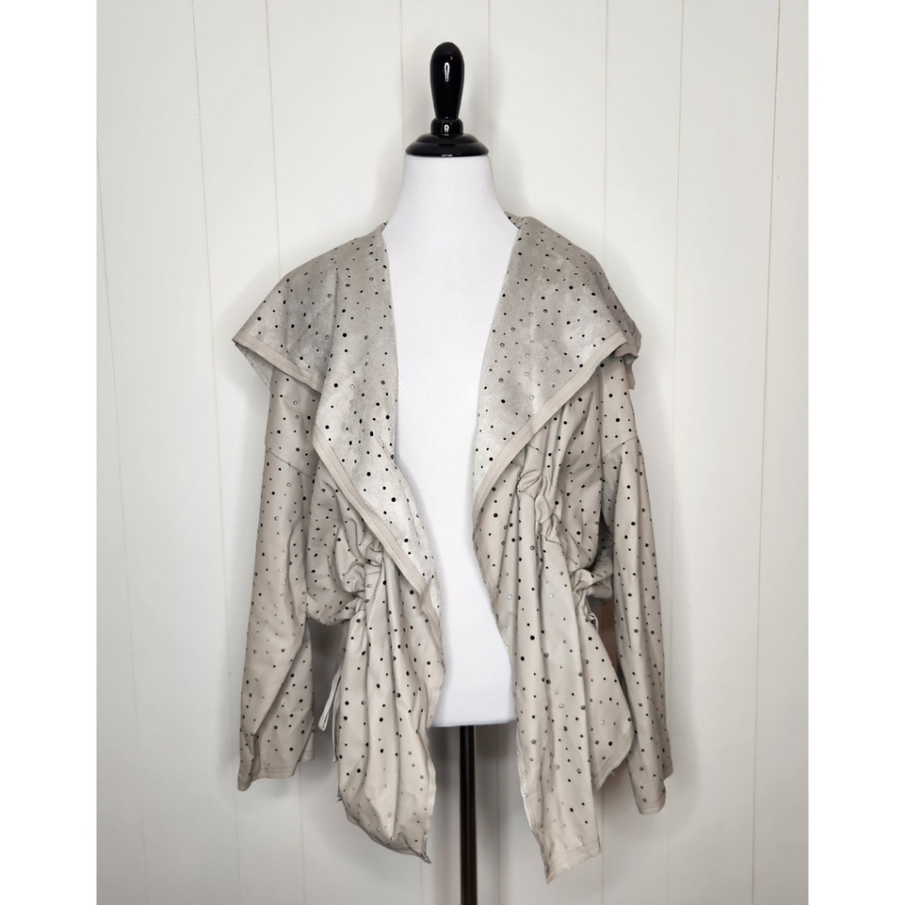 PLANET by Lauren G Oyster Gray Perforated Microfiber Jacket Women's